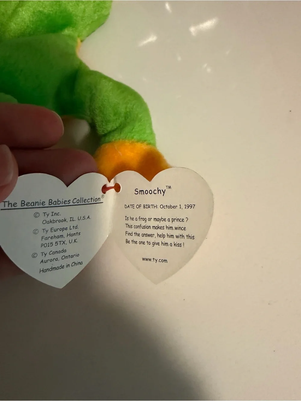 Vintage Ty Beanie Baby Smoochy the Frog 1997 - Retired Plush with Tags